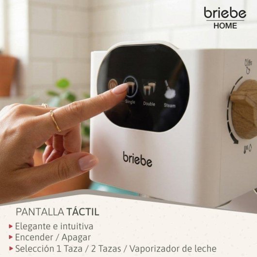 Cafetera Espresso Briebe Nordic 1,2L 20 Bares con espumador de leche y pantalla táctil