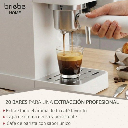 Cafetera Espresso Briebe Nordic 1,2L 20 Bares con espumador de leche y pantalla táctil