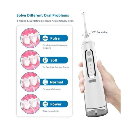 Irrigadores Dentais Klack Water Flosser Sem Fios IPX7 300ml Depósito Multi-Pressões