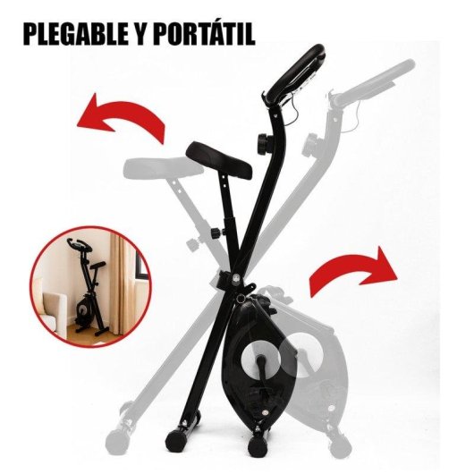 Bicicleta Estática Klack Plegable con Pantalla LCD y 8 Niveles de Resistencia