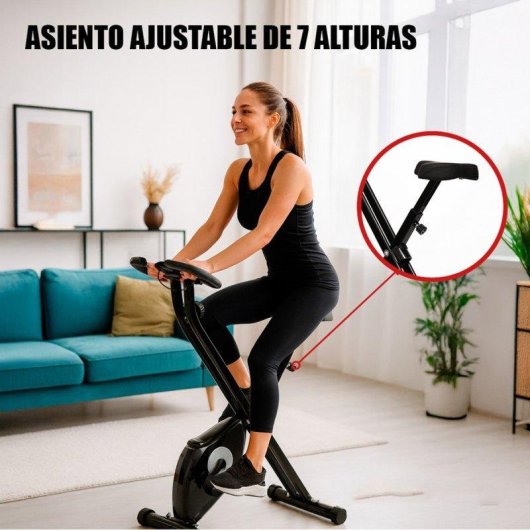 Bicicleta Estática Klack Plegable con Pantalla LCD y 8 Niveles de Resistencia