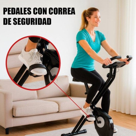 Bicicleta Estática Klack Plegable con Pantalla LCD y 8 Niveles de Resistencia