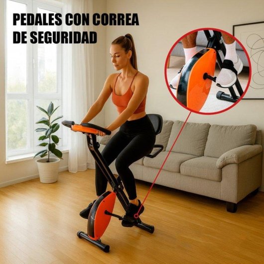 Bicicleta Estática Klack con Respaldo Lumbar LCD 8 Niveles