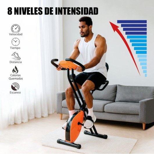 Bicicleta Estática Klack con Respaldo Lumbar LCD 8 Niveles