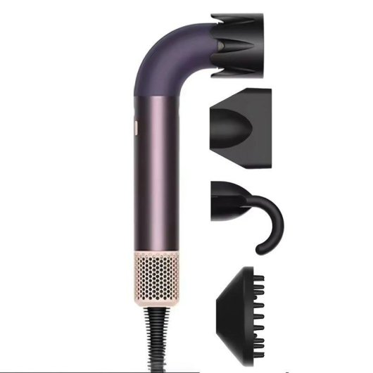 Secador de Pelo Iónico Klack SECDYS Curvo 1400W Sin Aspas 5 en 1 Silencioso Morado