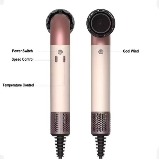 Secador de Pelo Iónico Klack SECDYS Curvo 1400W Sin Aspas 5 en 1 Silencioso Morado