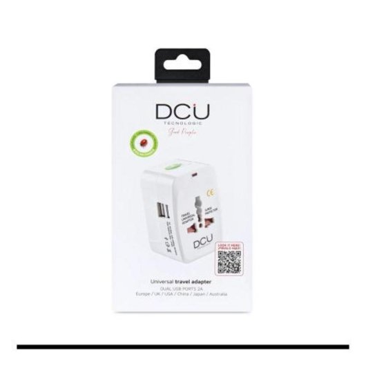 Adaptador de viaje universal DCU Tecnologic con 4 enchufes internacionales y 2 puertos USB