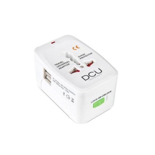 Adaptador de viaje universal DCU Tecnologic con 4 enchufes internacionales y 2 puertos USB