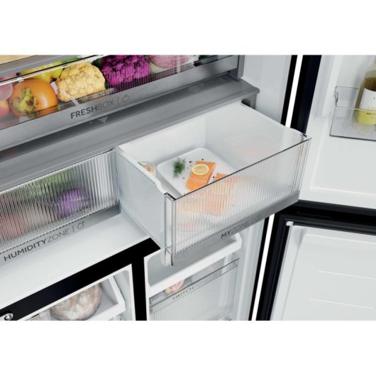 Frigorífico Cuatro Puertas Haier HCKR7819DWGB No Frost 190cm 459L D Negro