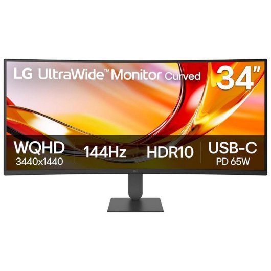 Monitor LG UltraWide 34U640B-B 34" UltraWide QHD 144Hz VA Curvo HDR10 USB-C Ajustable en altura