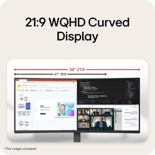Monitor LG UltraWide 34U640B-B 34" UltraWide QHD 144Hz VA Curvo HDR10 USB-C Ajustable en altura