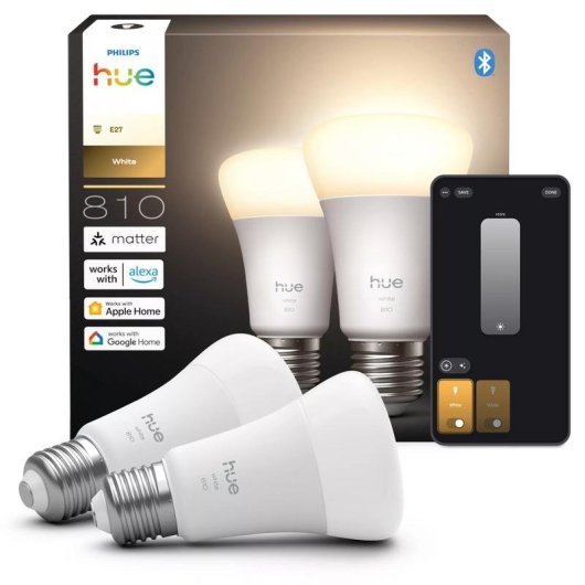 Lâmpada Inteligente Philips Hue A60 E27 810 Lúmenes Pack de 2