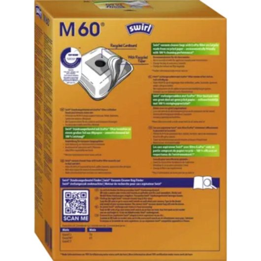 Borse per polvere Swirl M 60 EcoPor, Bianco, Confezione da 4