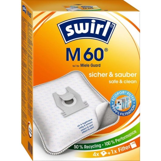 Borse per polvere Swirl M 60 EcoPor, Bianco, Confezione da 4