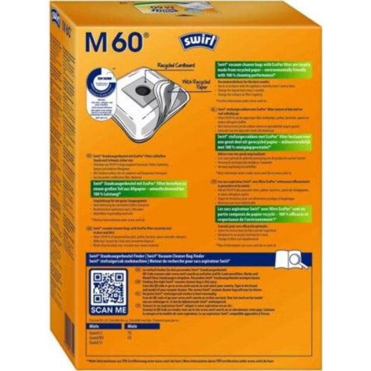 Borse per polvere Swirl M 60 EcoPor, Bianco, Confezione da 4