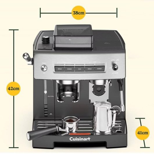 Cafetière expresso Cuisinart EM640E 2,2 L 20 Bars 2 Tasses avec moulin et mousseur