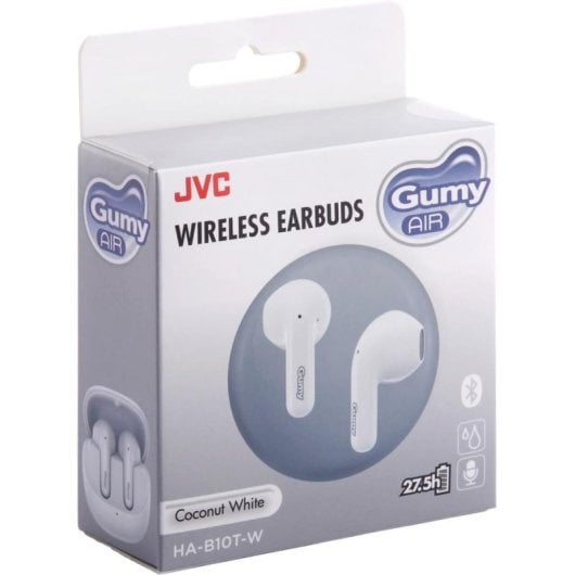 Auriculares JVC GUMY inalámbricos Bluetooth para música con micrófono y protección IPX4 blancos
