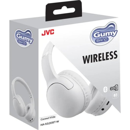 Kopfhörer JVC Gumy Headband kabellos und kabelgebunden Bluetooth für Anrufe und Musik weiß
