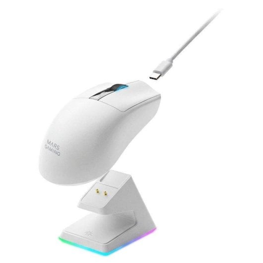 Mouse Mars Gaming MMW-ELITE Wireless 20000 DPI Tri-mode Bianco RGB OLED