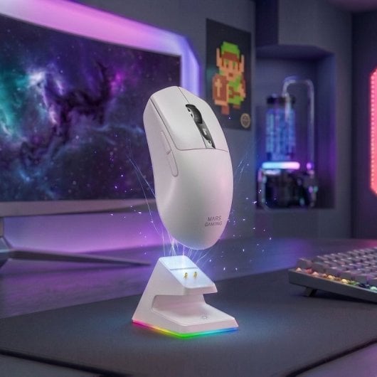 Ratón Mars Gaming MMW-ELITE Inalámbrico 20000 DPI Tri-mode Blanco RGB OLED