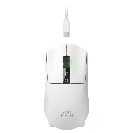 Mouse Mars Gaming MMW-ELITE Wireless 20000 DPI Tri-mode Bianco RGB OLED