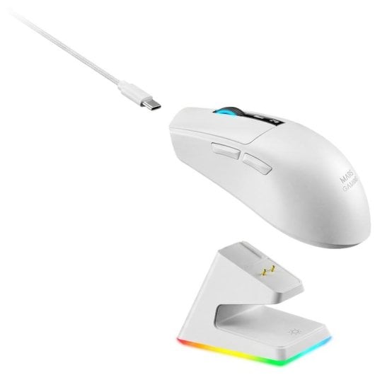 Mouse Mars Gaming MMW-ELITE Wireless 20000 DPI Tri-mode Bianco RGB OLED