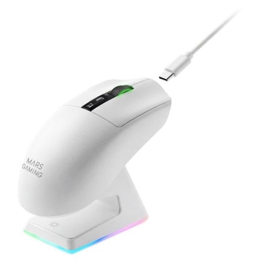 Mouse Mars Gaming MMW-ELITE Wireless 20000 DPI Tri-mode Bianco RGB OLED