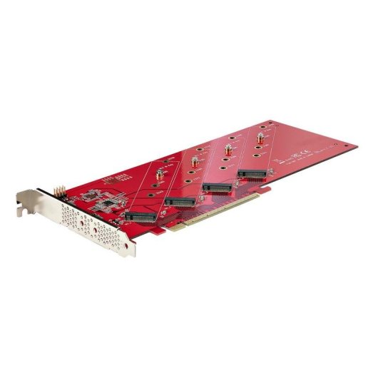 Tarjeta de Interfaz Startech QUAD-M2-PCIE-CARD-B PCIe 4.0 7,8 Gbit/s Rojo Ventilada