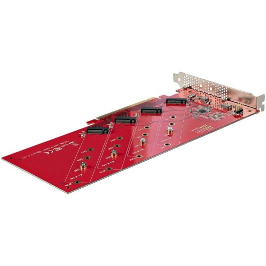 Tarjeta de Interfaz Startech QUAD-M2-PCIE-CARD-B PCIe 4.0 7,8 Gbit/s Rojo Ventilada