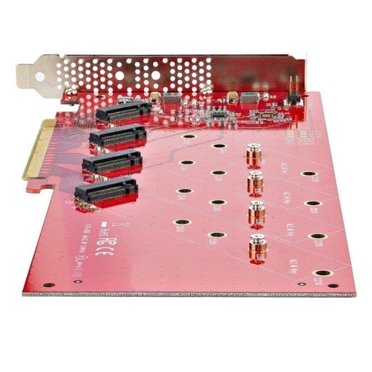Tarjeta de Interfaz Startech QUAD-M2-PCIE-CARD-B PCIe 4.0 7,8 Gbit/s Rojo Ventilada