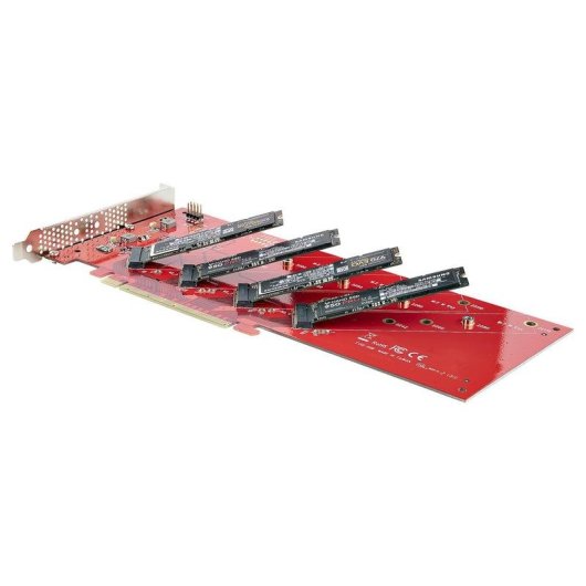 Tarjeta de Interfaz Startech QUAD-M2-PCIE-CARD-B PCIe 4.0 7,8 Gbit/s Rojo Ventilada