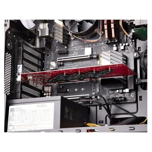 Tarjeta de Interfaz Startech QUAD-M2-PCIE-CARD-B PCIe 4.0 7,8 Gbit/s Rojo Ventilada