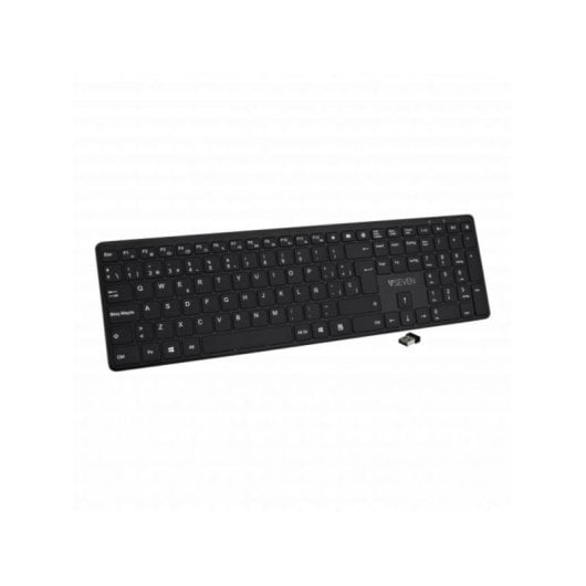 Teclado V7 KW550ESBT inalámbrico y USB compacto QWERTY español negro