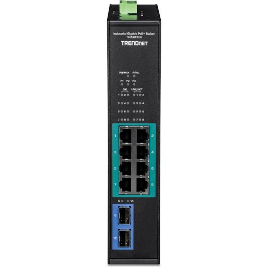 Industrieller Switch TRENDnet TI-PGM102 10 Ports Gigabit PoE+ 240W Rail DIN