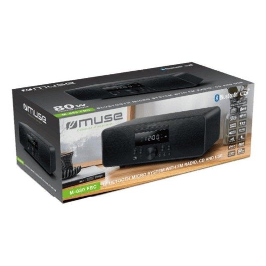 Microset Muse M-880 FBC 80W RMS Bluetooth 5.0 FM Radio LED Zwart