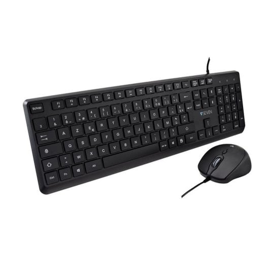 Tastiera V7 CKU350ES a membrana completa con mouse ottico USB 2500 dpi nero