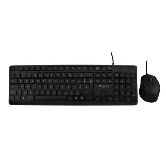 Tastiera V7 CKU350ES a membrana completa con mouse ottico USB 2500 dpi nero