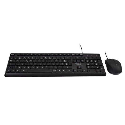 Tastiera V7 CKU350ES a membrana completa con mouse ottico USB 2500 dpi nero