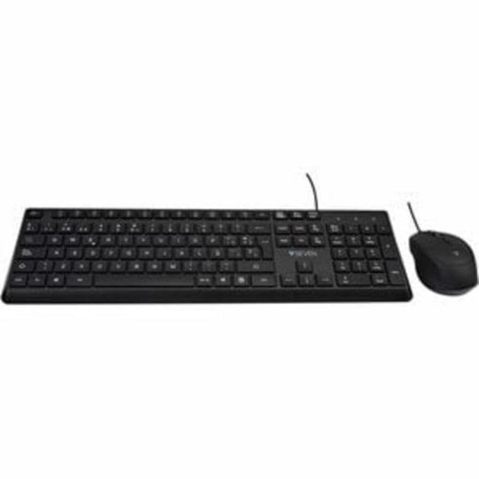Tastiera V7 CKU350ES a membrana completa con mouse ottico USB 2500 dpi nero