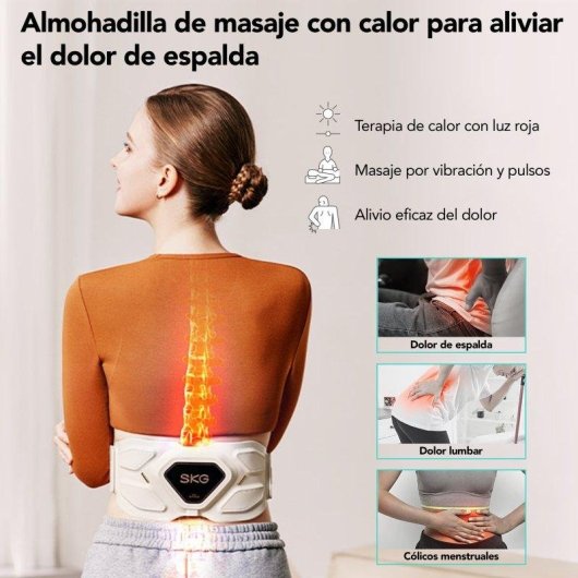 Masajeador Lumbar SKG W9 Pro Blanco con Vibración, Pulsaciones y Calor