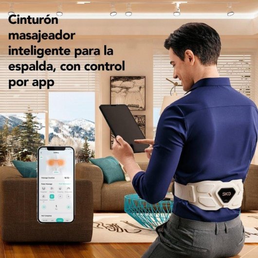 Masajeador Lumbar SKG W9 Pro Blanco con Vibración, Pulsaciones y Calor