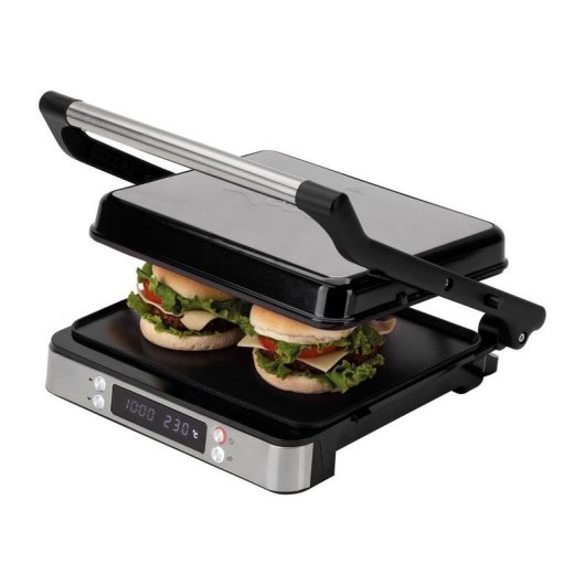Plancha Grill Jata Apertura 180° 2000W Placas Mixtas 29x23,5 cm