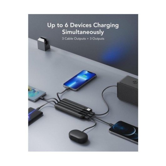 Power Bank Charmast W1148 10.000 mAh 4 cabos integrados 6 saídas