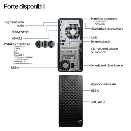 PC fisso HP EliteDesk 8 Tower G1i Intel Core Ultra 7 265 16GB 512GB SSD Windows 11 Pro WiFi7