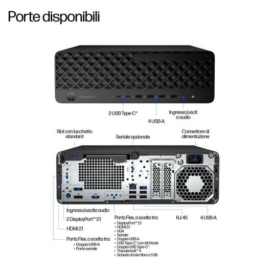 PC fisso HP EliteDesk 8 SFF G1i Intel Core Ultra 7 265 16GB 512GB SSD Windows 11 Pro WiFi7
