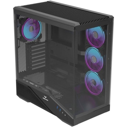 Caja PC Preyon Nest Seaview Midi Tower Acero SPCC 0,7 mm Negro con Ventana de cristal templado y ARGB