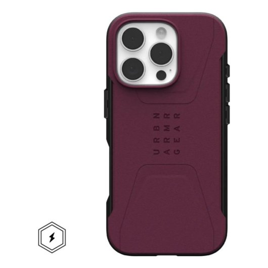 Funda pour mobile UAG Civilian Cover recyclée Bordeaux pour iPhone 16 Pro