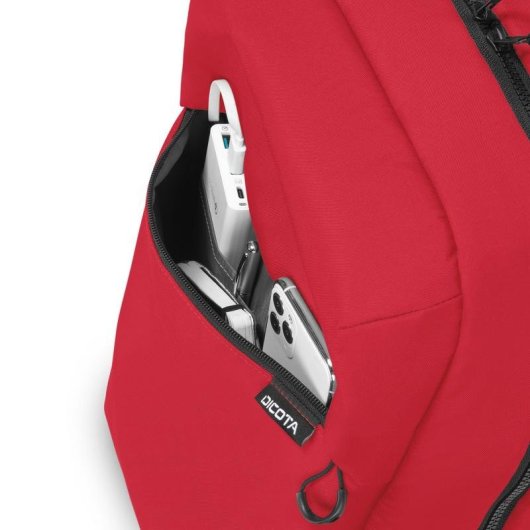 Zaino Dicota Commuter 16" Rosso Poliestere rPET Compartimento Portatile