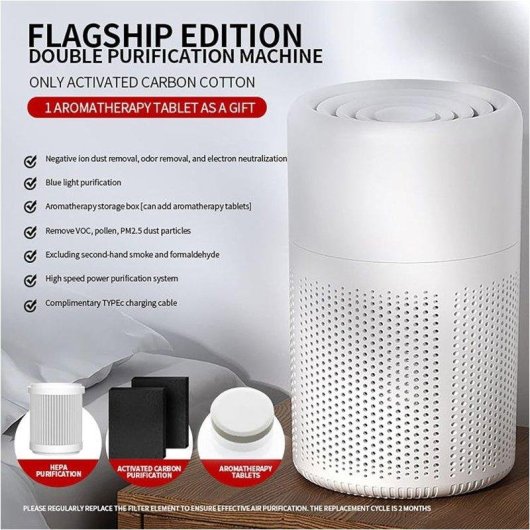 Autrucker tragbarer Luftreiniger mit Aromatherapie, HEPA H13 Filter ultra-leise 37 dB