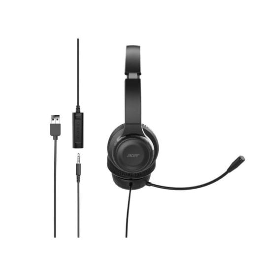 Auriculares Acer AHW154 con cable USB y jack 3,5 mm para oficina y call center negros